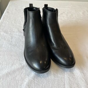 Kenneth Cole Black Leather Ankle Boots Bootie Women's 8 Levon Comfort